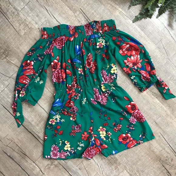 As U Wish Green & Floral Romper - Picture 4 of 8